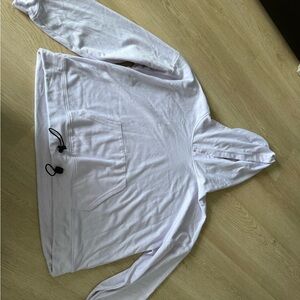 White Hooded Sweatshirt with Drawstring